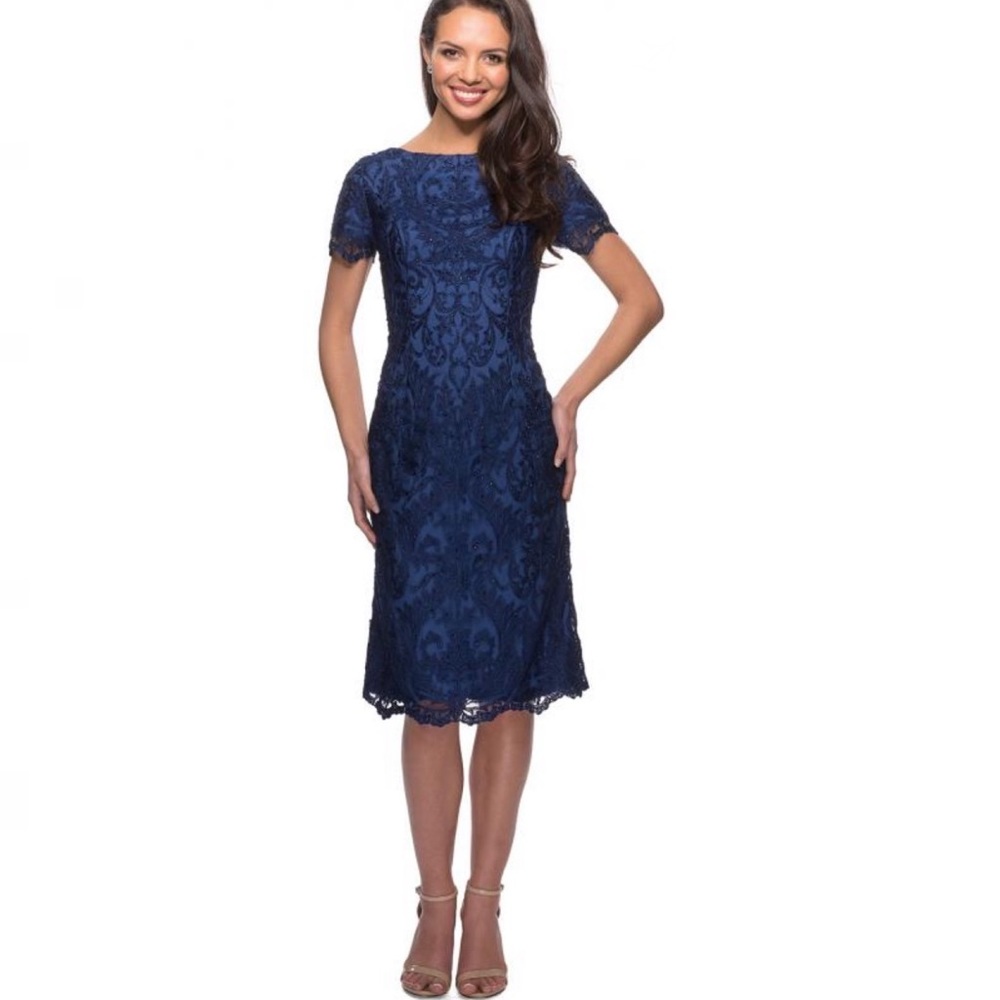 La Femme Beaded Lace Cocktail Dress Mother of the bride